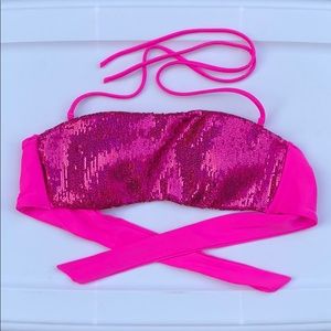 Victoria Secret Bandeau Sequin Bikini Top sz S